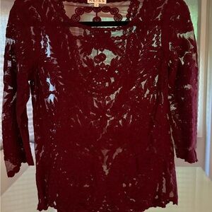Reiss Burgundy Lace Top